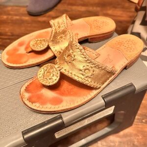 Jack Rogers Gold Leather Sandals
